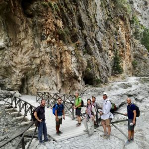 people hiking in samaria, greece
