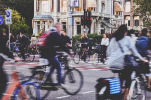 people on bicycles in Amsterdam