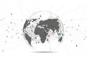 globe with data points all around the world