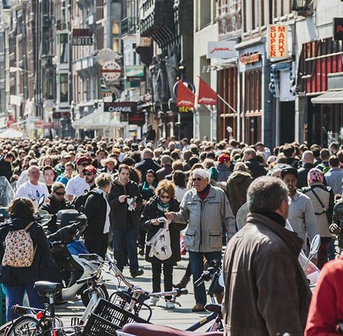 crowded city street