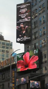 Earth Overshoot Day "ad" in New York's Times Square