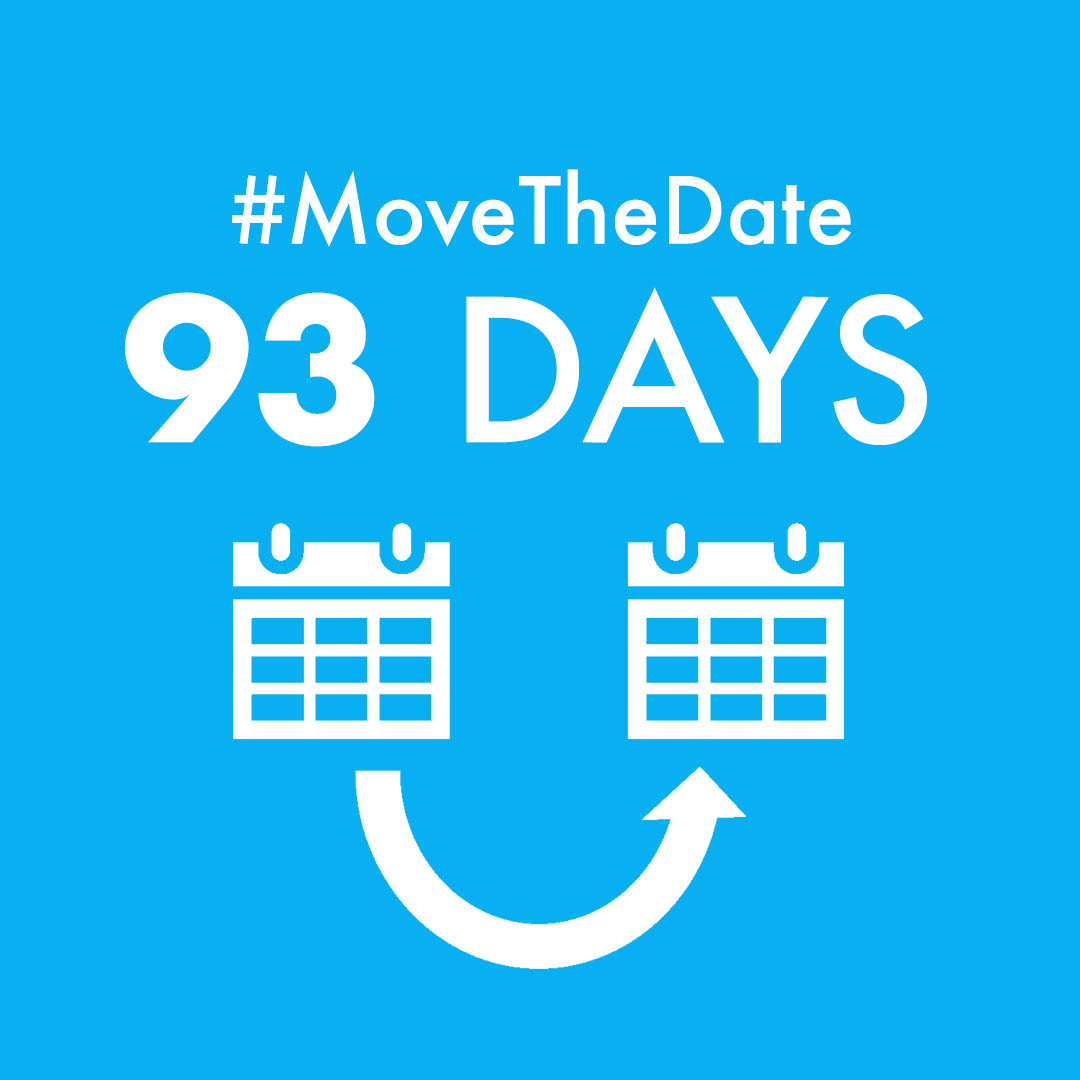 green box with white text - #MoveTheDate 93 days