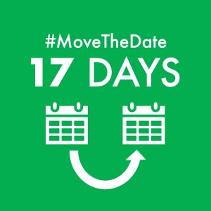 green box with white text - #MoveTheDate 17 days