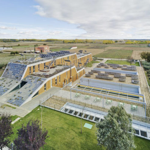 aerial view passive house for the elderly in spain